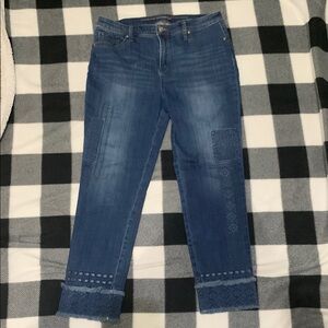 Chico’s Women's Blue Jeans with Lace Hem